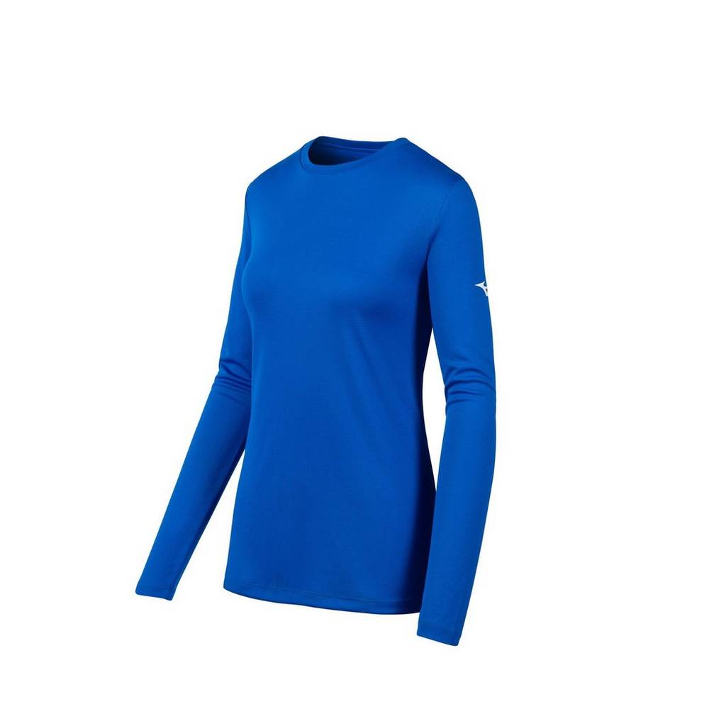 Camisetas Mizuno Long Sleeve Mujer Azul Real Outlet SEJX-13095